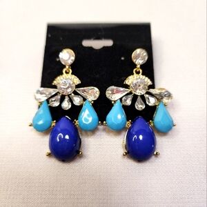 Royal Blue and Turquoise Chandalier Dangle Earrings